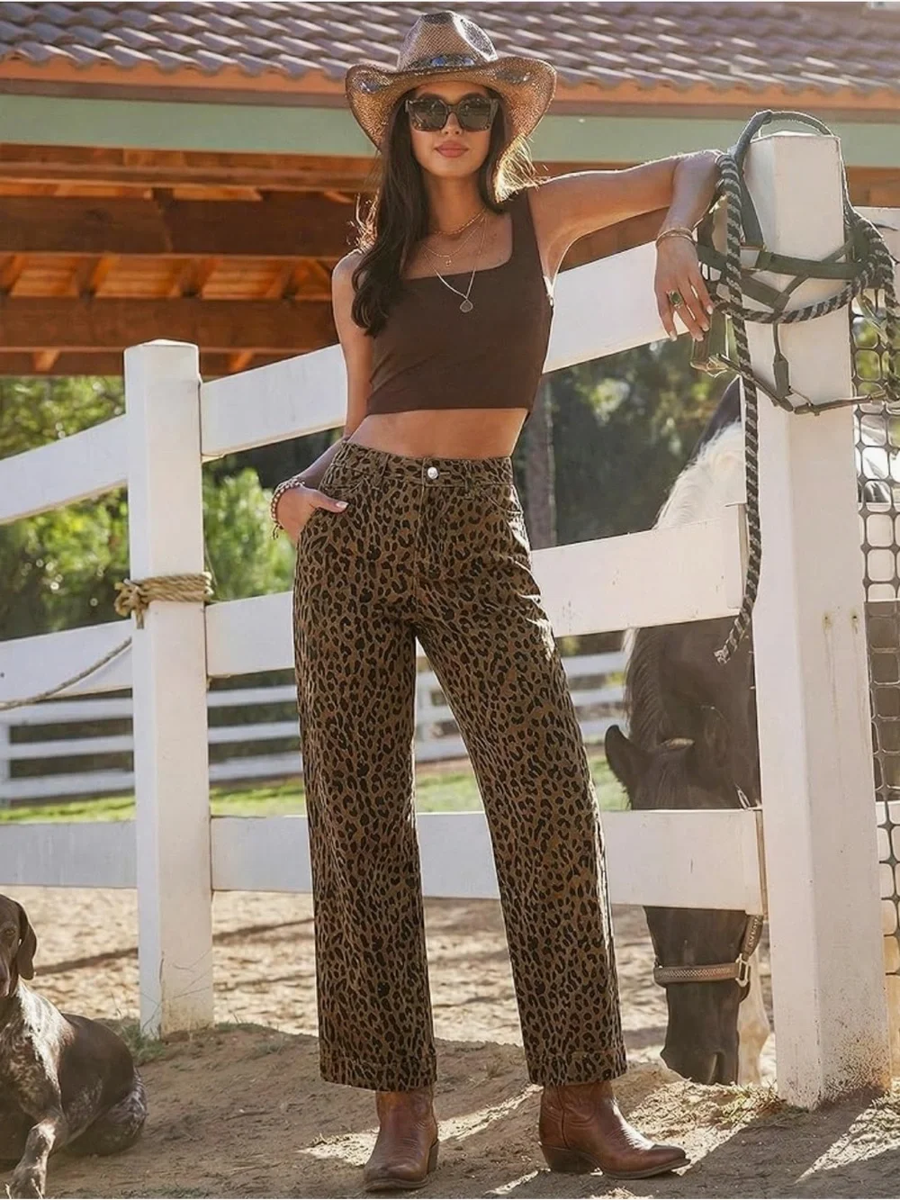 Leopard print high waisted wide leg jeans size 28 medium - Picture 4 of 7